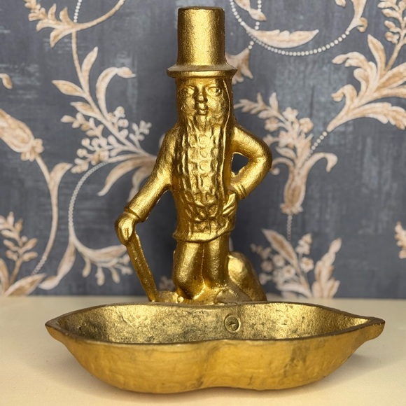 Vintage Estate Cast Iron Mr. Peanut Trinket Dish or Coin Holder